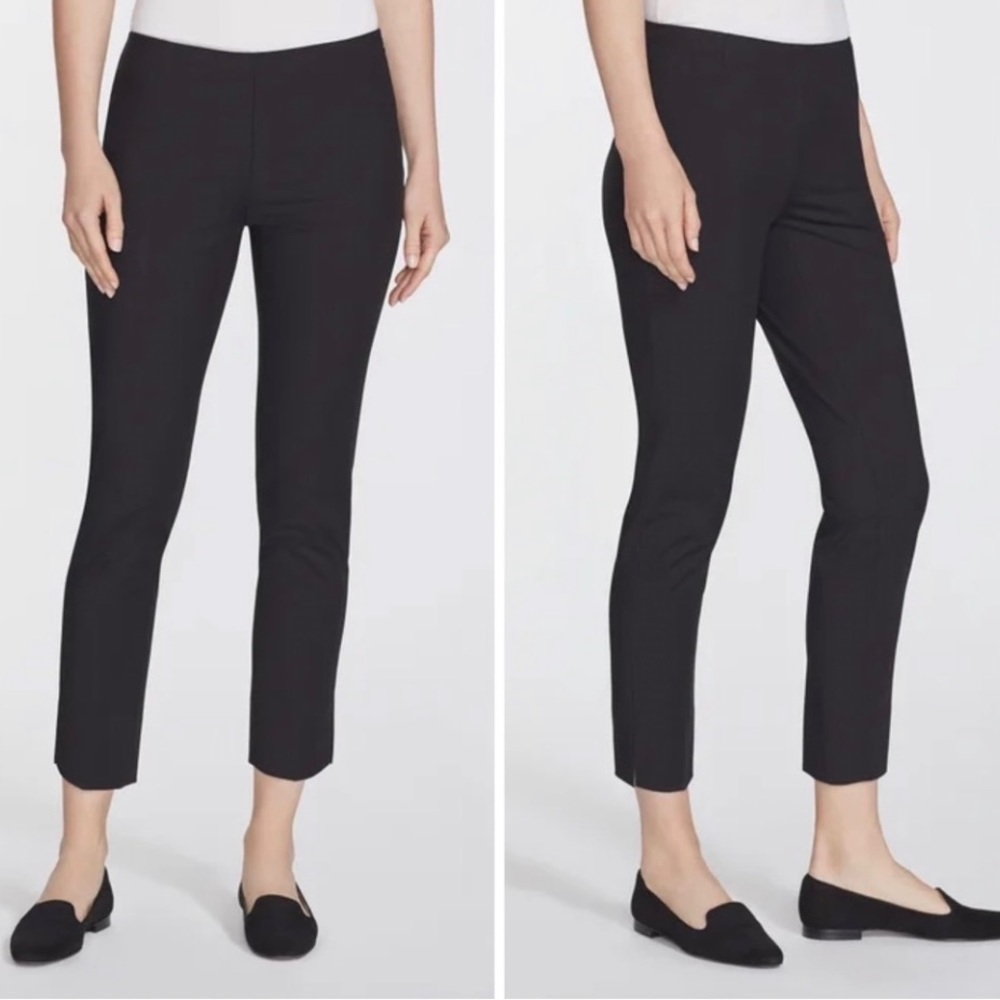 Lafayette 148 New York Black Side Zip Ankle Length Straight Leg Dress Pants Sz 8
